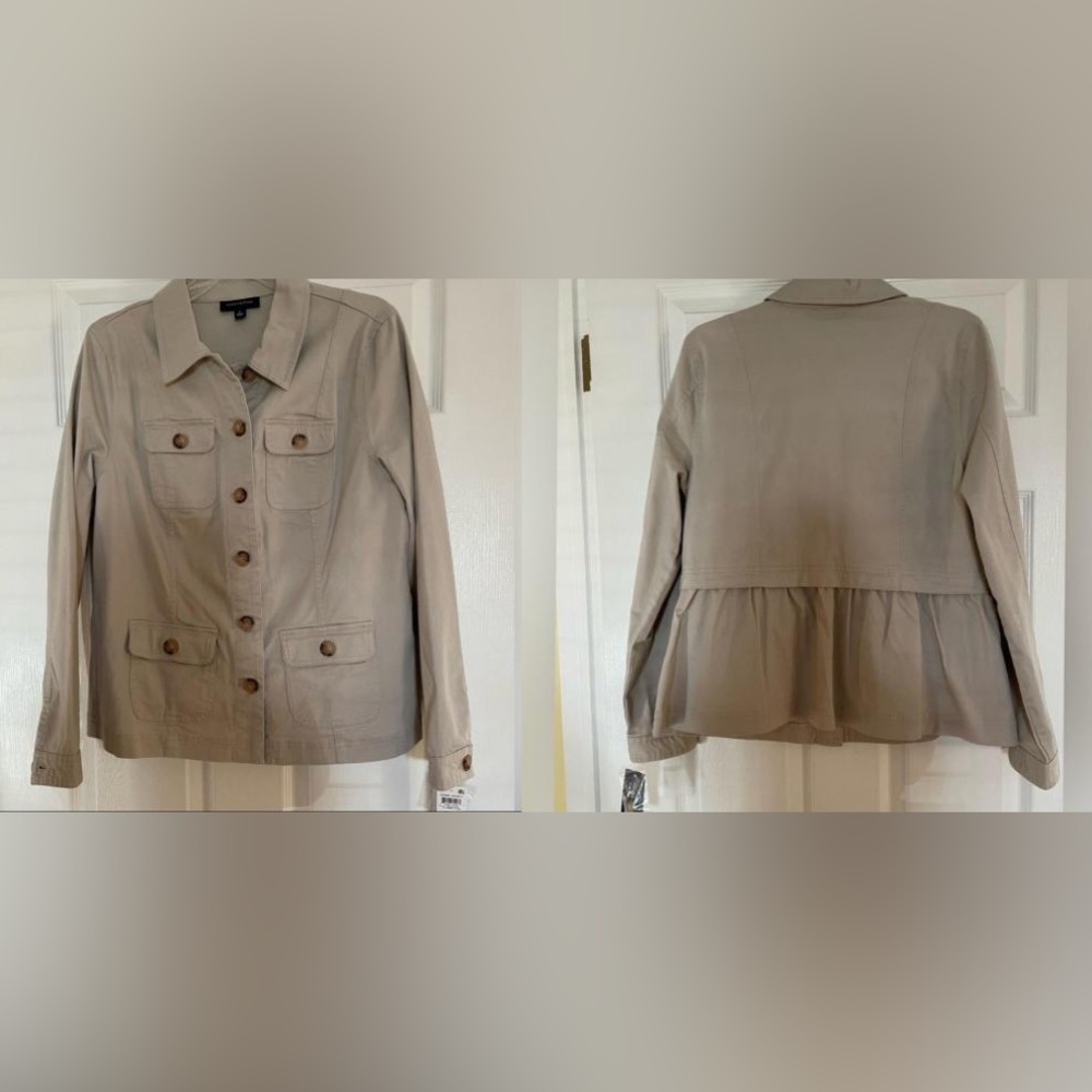 Charter Club Peplum Utility Jacket Beige size S/M